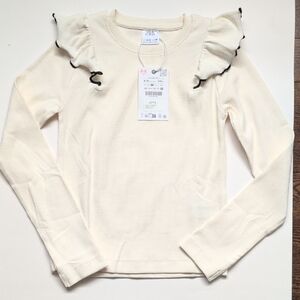 Zara New With Tags Kids Ivory Ruffle Sleeve Top